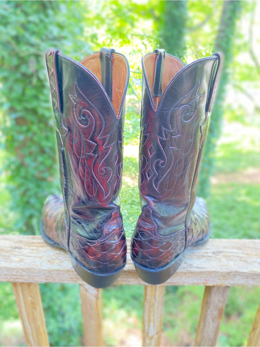 Lucchese Men's 9D Black Cherry Genuine Anteater 1994 Cowboy Western Boots Preban - Picture 6 of 12